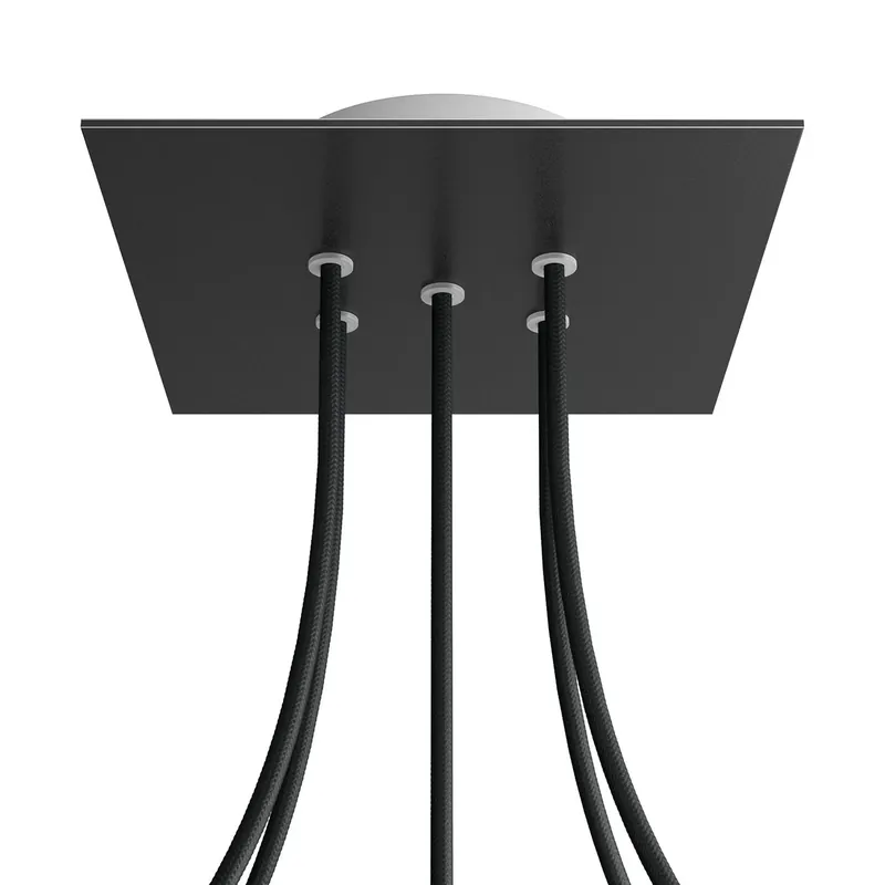 Ceiling canopy Rose-One square, 200 mm with 5 holes and 4 side holes - Matte black Non Perdere