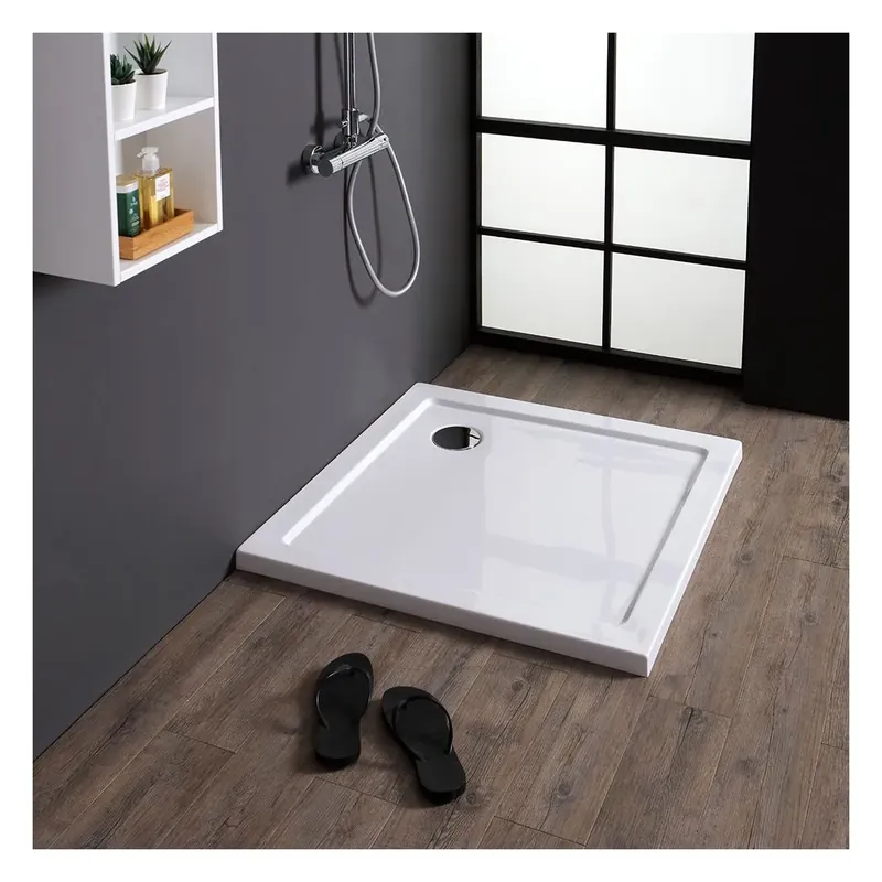 Novità Piatto doccia quadrato 90x90 cm sottile in acrilico e abs bianco Alba