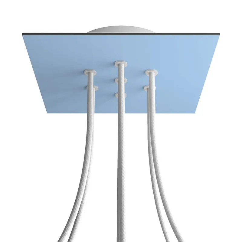 Rose-One square ceiling canopy, 200 mm with 7 holes and 4 side holes - Powder blue Offerta Del Giorno
