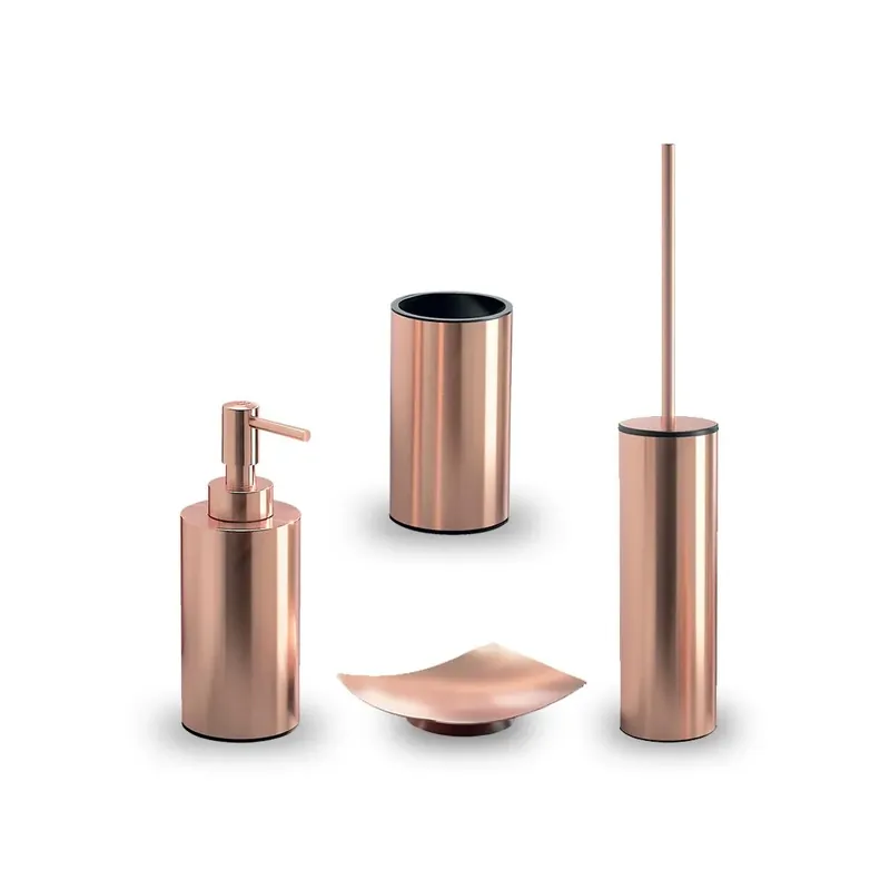 Promozione Set 4 pezzi accessori bagno da appoggio colore rame Clivia