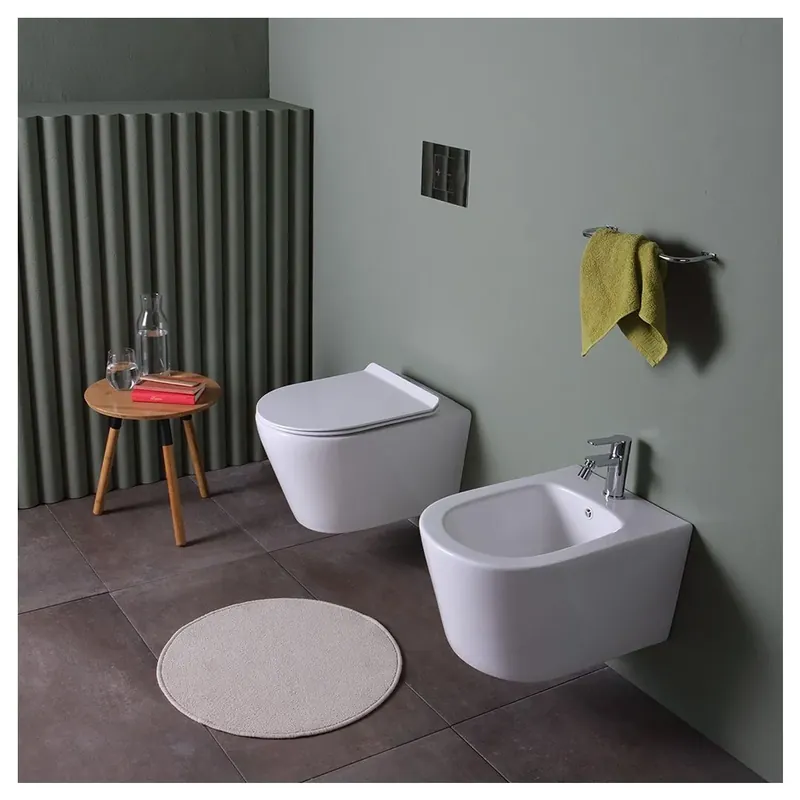 Coppia di sanitari sospesi in ceramica filomuro Blues Offerta Limitata