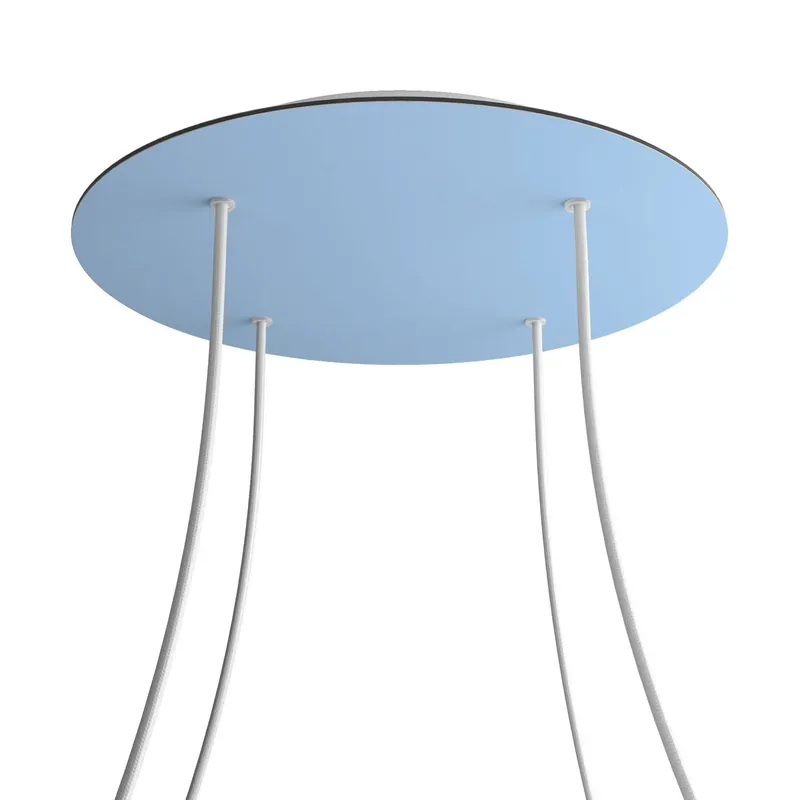 Consegna Rapida XXL Rose-One round ceiling canopy, 400 mm diameter with 4 holes and 4 side holes - Powder blue