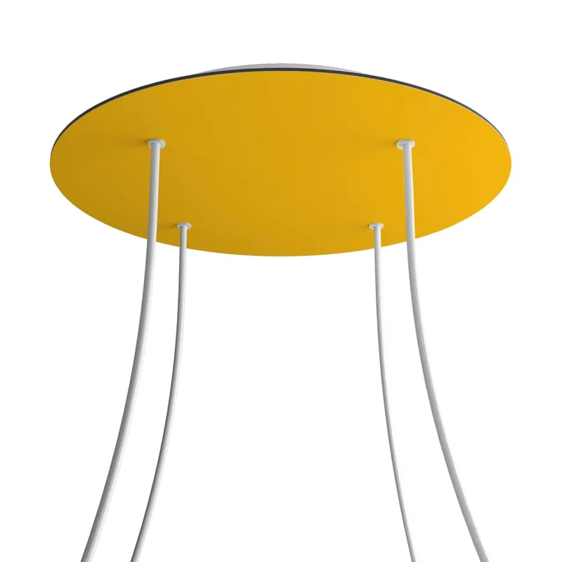Popolare XXL Rose-One round ceiling canopy, 400 mm diameter with 4 holes and 4 side holes - Mustard