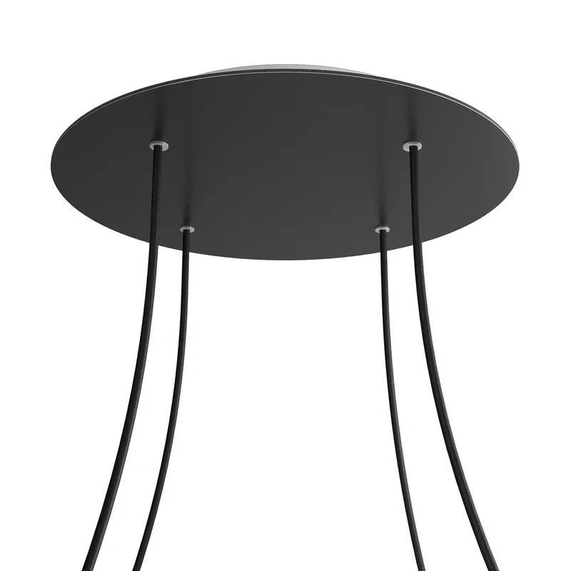 XXL Rose-One round ceiling canopy, 400 mm diameter with 4 holes and 4 side holes - Matte black Spedito Oggi