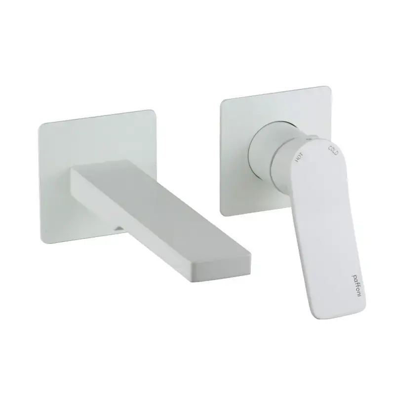 Mitigeur lavabo mural, modèle carré, bec 20 cm, couleur blanc mat Paffoni TILT TI105BO70 Economico
