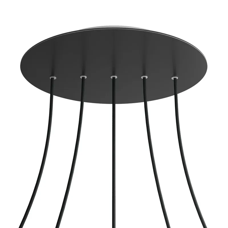 XXL Rose-One round ceiling canopy, 400 mm diameter with 5 inline holes and 4 side holes - Matte black Quantità Limitata