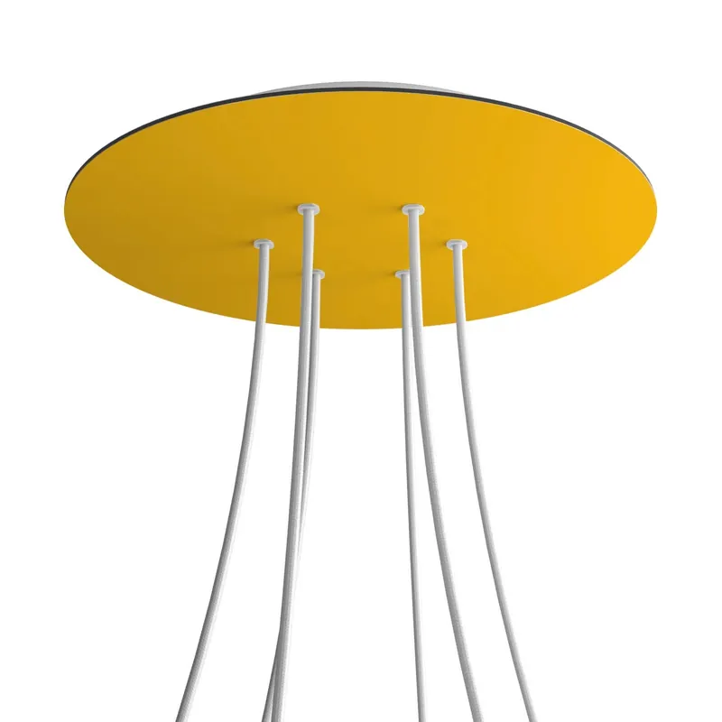 Non Perdere XXL Rose-One round ceiling canopy, 400 mm diameter with 6 holes and 4 side holes - Mustard