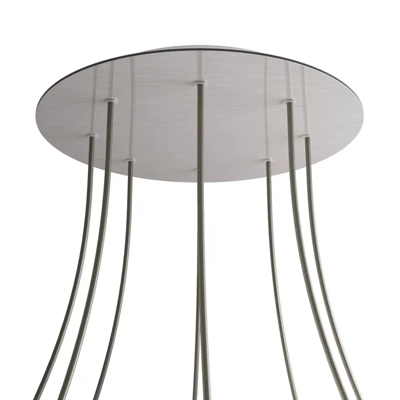 XXL Rose-One round ceiling canopy, diameter 400 mm with 8 holes and 4 side holes - Satin steel Dibond Offerta Lampo