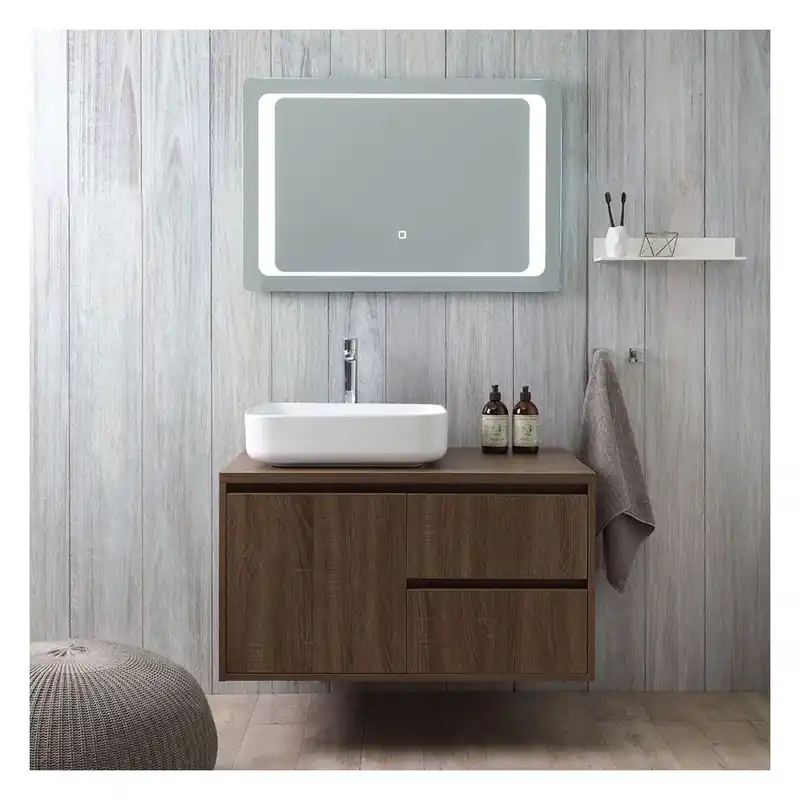 Mobile bagno sospeso sottolavabo 90 cm e specchio led touch Siena Prezzo Basso