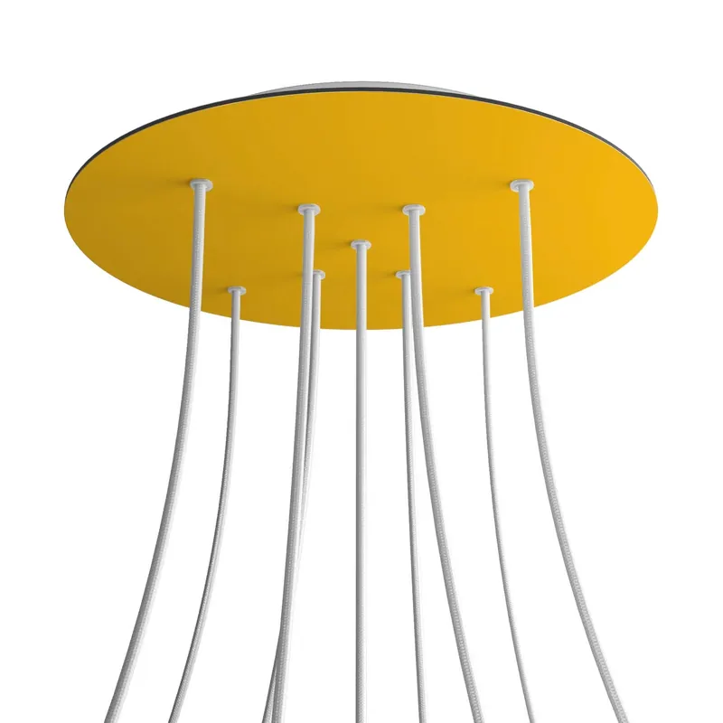 Novità XXL Rose-One round ceiling canopy, 400 mm diameter with 9 X-shaped holes and 4 side holes - Mustard