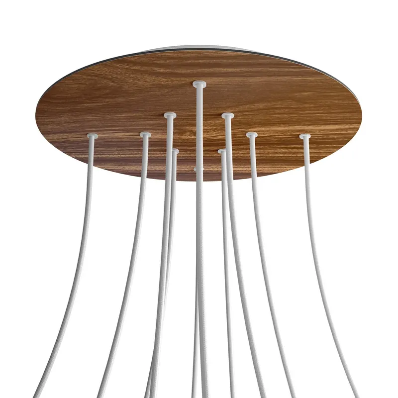 XXL round Ceiling canopy Rose-One, 400 mm diameter with 10 holes and 4 side holes - Wood Affare