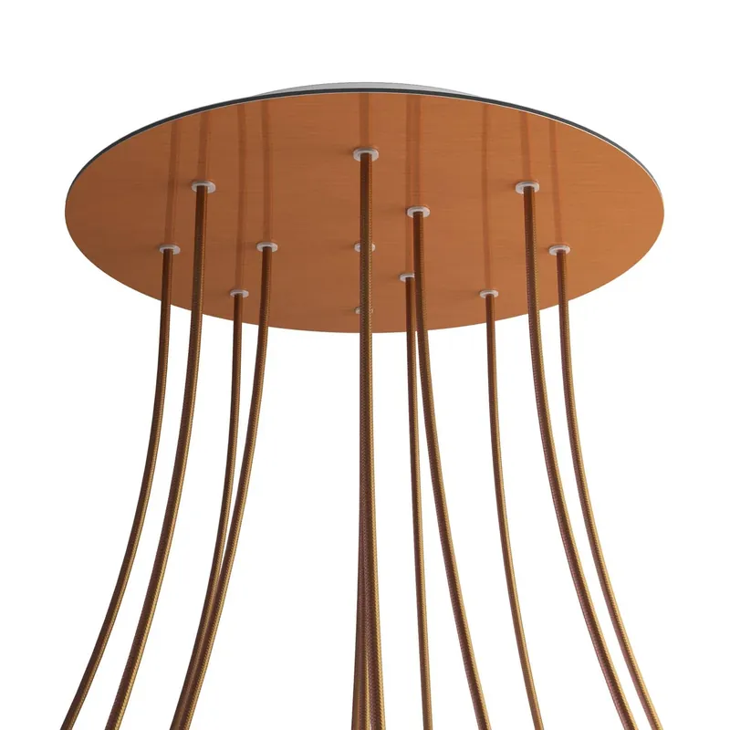 XXL Rose-One round ceiling canopy, 400 mm diameter with 12 holes and 4 side holes - Satin copper Dibond Saldi