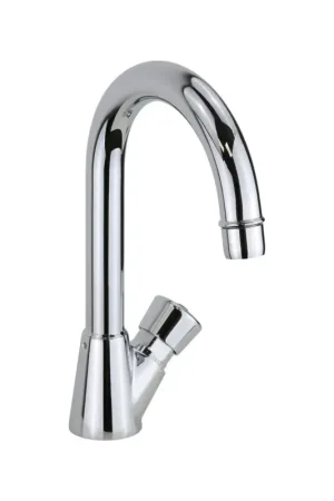 Robinet temporisé simple eau avec bec haut orientable en laiton chromé MCM 909101 Affare