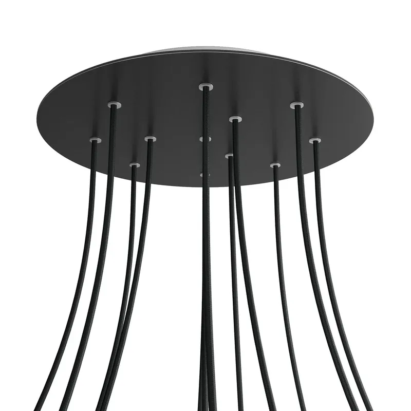 XXL Rose-One round ceiling canopy, 400 mm diameter with 12 holes and 4 side holes - Matte black Must-Have