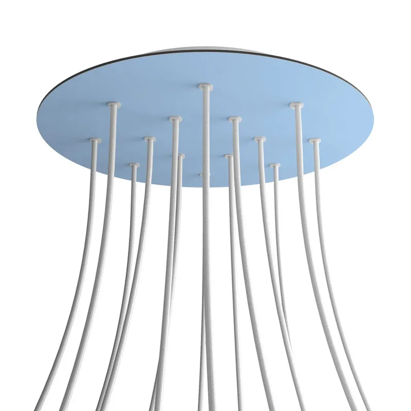 XXL Rose-One round ceiling canopy, 400 mm diameter with 14 holes and 4 side holes - Powder Blue Offerta
