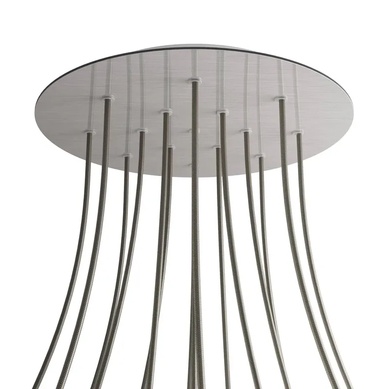 Quantità Limitata XXL round Ceiling canopy Rose-One, 400 mm diameter with 15 holes and 4 side holes - Satin steel Dibond