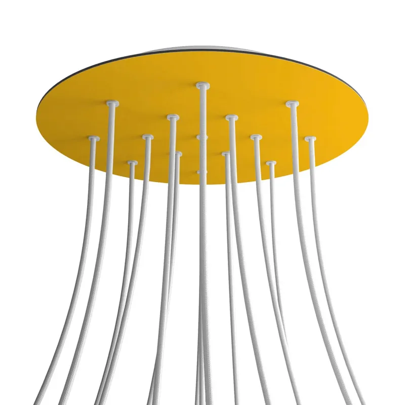 Consegna Rapida XXL Rose-One round ceiling canopy, diameter 400 mm with 15 holes and 4 side holes - Mustard
