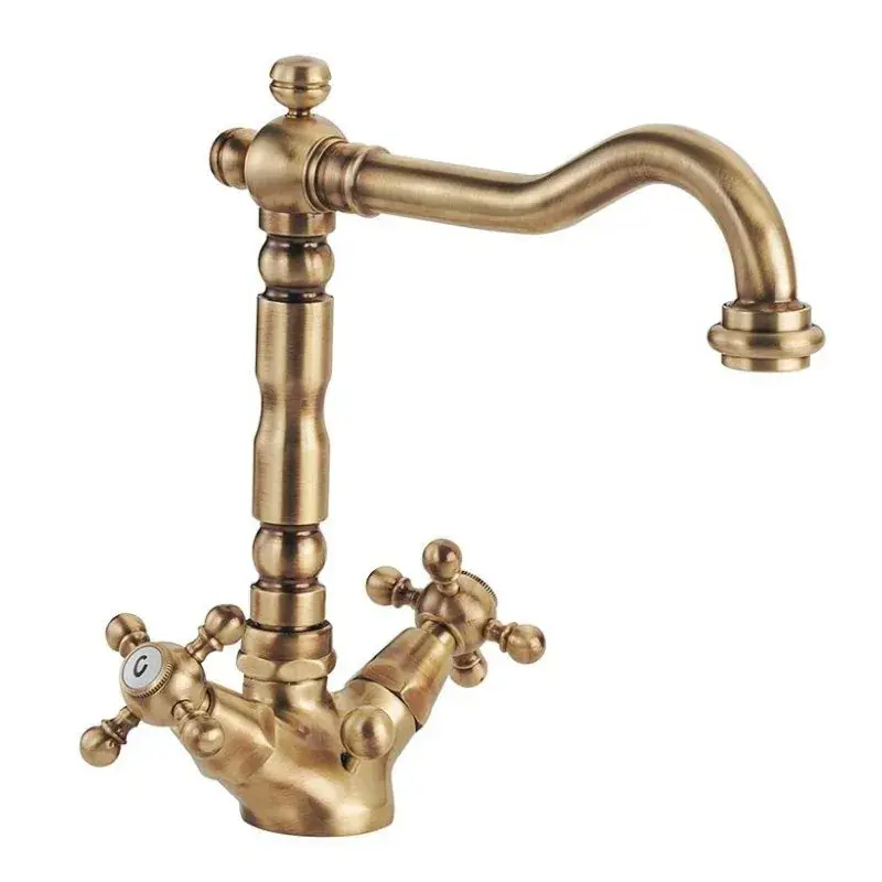 Robinet de lavabo à double levier avec bec réglable de couleur bronze Porta&Bini Old Fashion 62510BR Economico