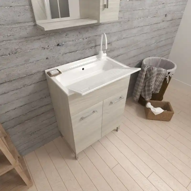 Pilozza con mobile 60x50 con 2 ante e strofinatoio grigio medio Pratico Non Perdere