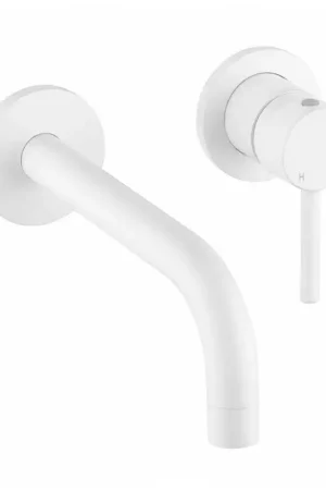 Vendita Finale Mitigeur de lavabo mural de couleur blanc mat ligne moderne Pollini Jessy MXLIMCMM3BO