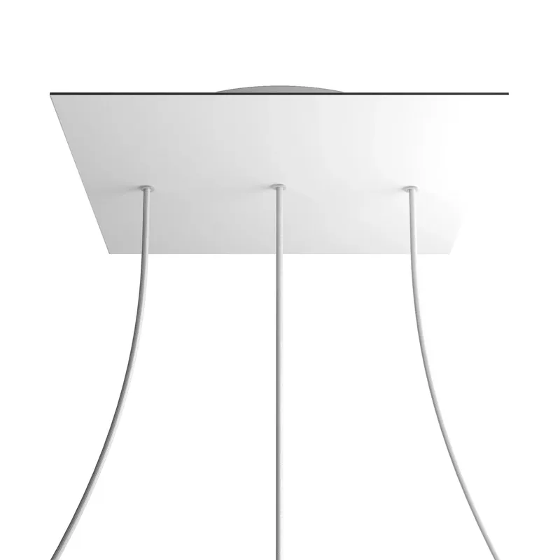 Ultimissimo Modello XXL Rose-One square ceiling canopy, 400 mm with 3 inline holes and 4 side holes - Matte white
