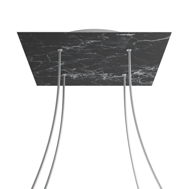 XXL Rose-One square ceiling canopy, 400 mm with 4 holes and 4 side holes - Marquina Marble Occasione Imperdibile