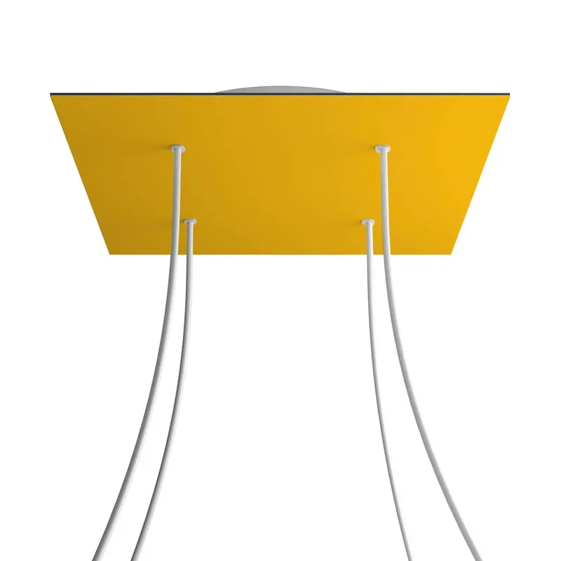 XXL Rose-One square ceiling canopy, 400 mm with 4 holes and 4 side holes - Mustard Promo Stagionale
