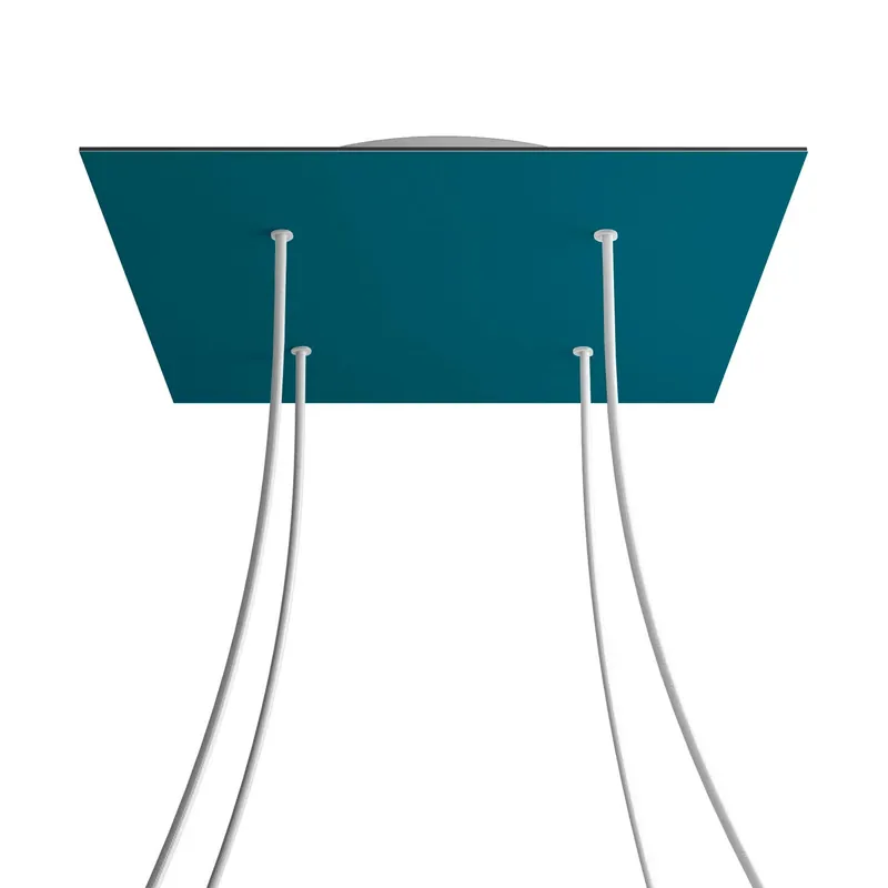Saldi XXL Rose-One square ceiling canopy, 400 mm with 4 holes and 4 side holes - Petrol
