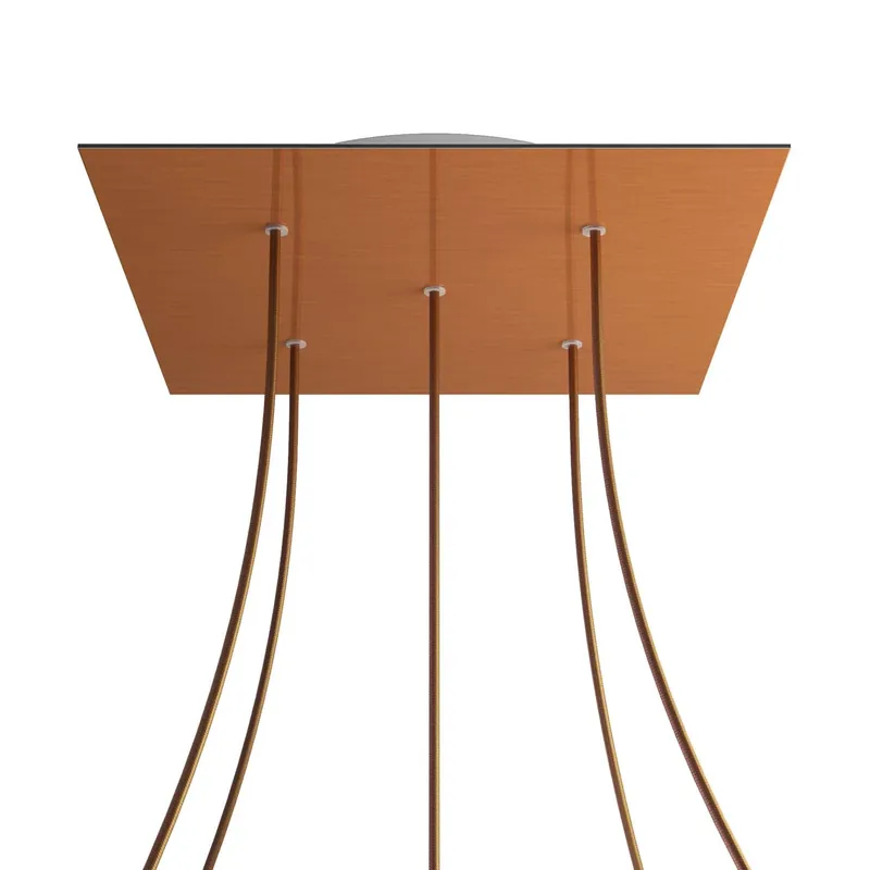 Offerta Del Giorno XXL Ceiling Canopy Rose-One, square, 400 mm with 5 holes and 4 side holes - Satin Copper Dibond