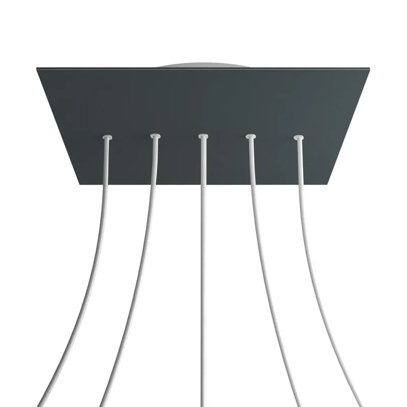 XXL Rose-One square ceiling canopy, 400 mm with 5 inline holes and 4 side holes - Anthracite Nuova Collezione