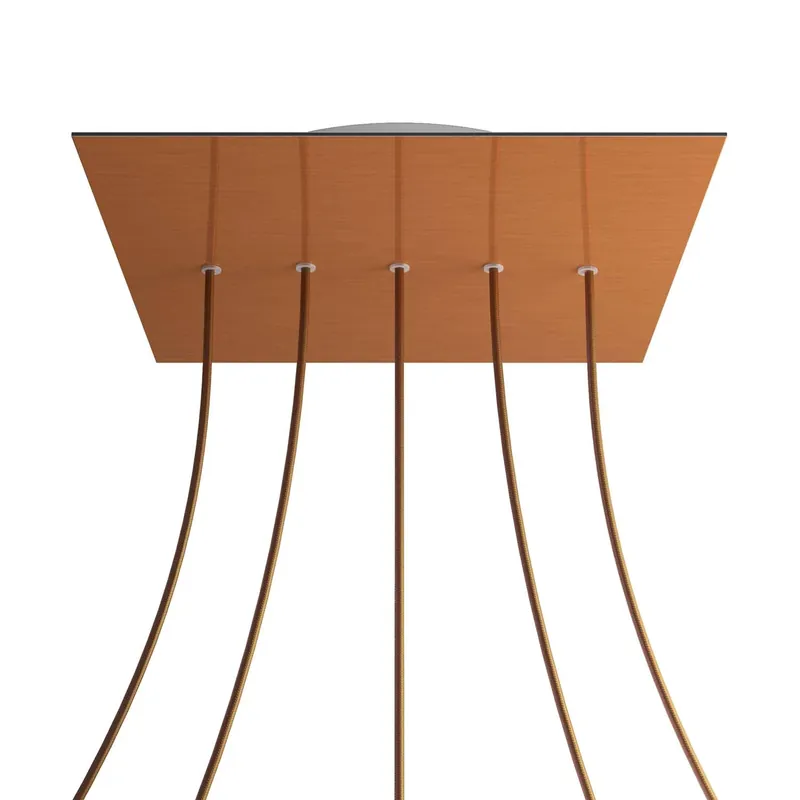 Offerta Del Giorno XXL Rose-One square ceiling canopy, 400 mm with 5 inline holes and 4 side holes - Satin Copper Dibond