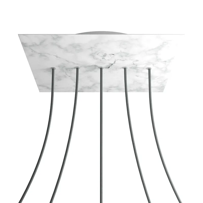 Prezzo Di Fabbrica XXL Rose-One square ceiling canopy, 400 mm with 5 inline holes and 4 side holes - Carrara Marble