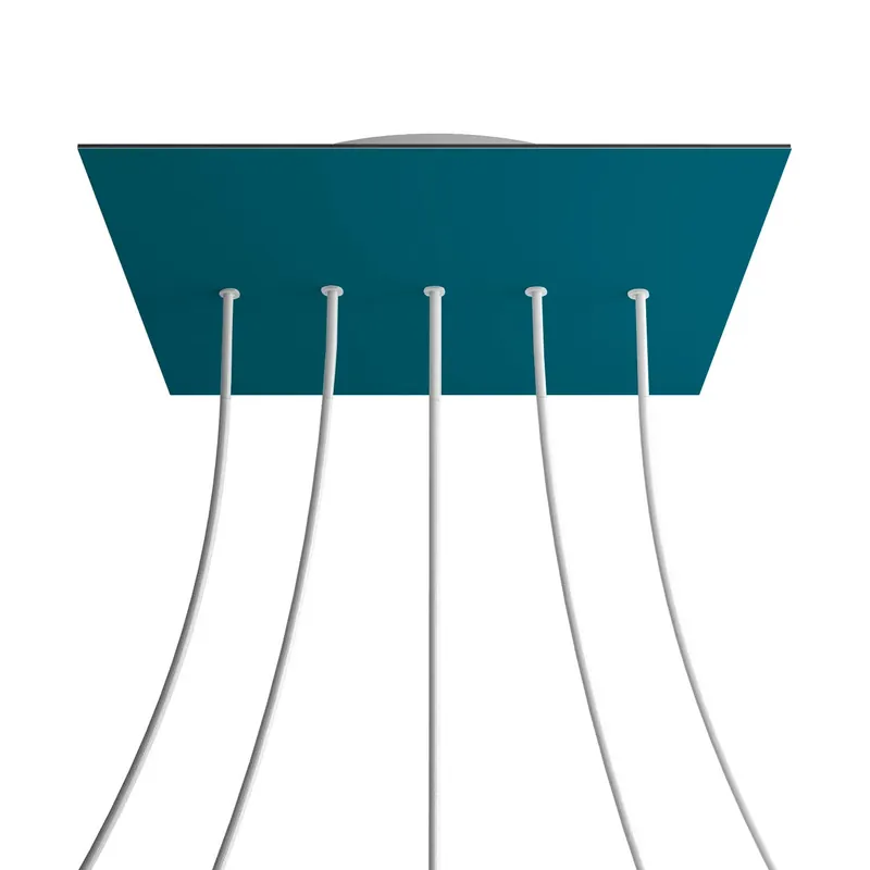 XXL Rose-One square ceiling canopy, 400 mm with 5 inline holes and 4 side holes - Petrol Vendita Finale
