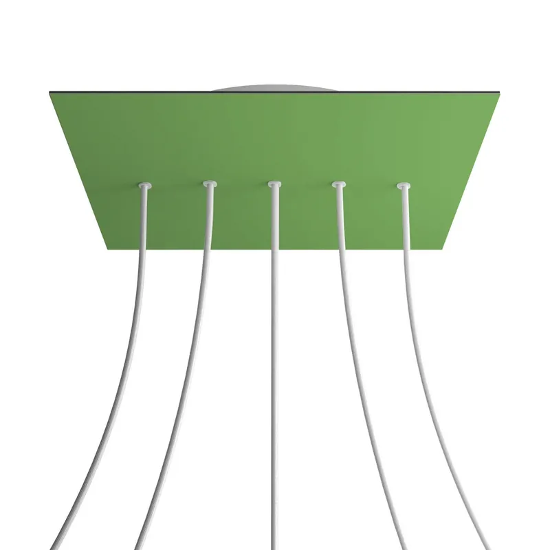 XXL Rose-One square ceiling canopy, 400 mm with 5 inline holes and 4 side holes - Meadow green Offerta
