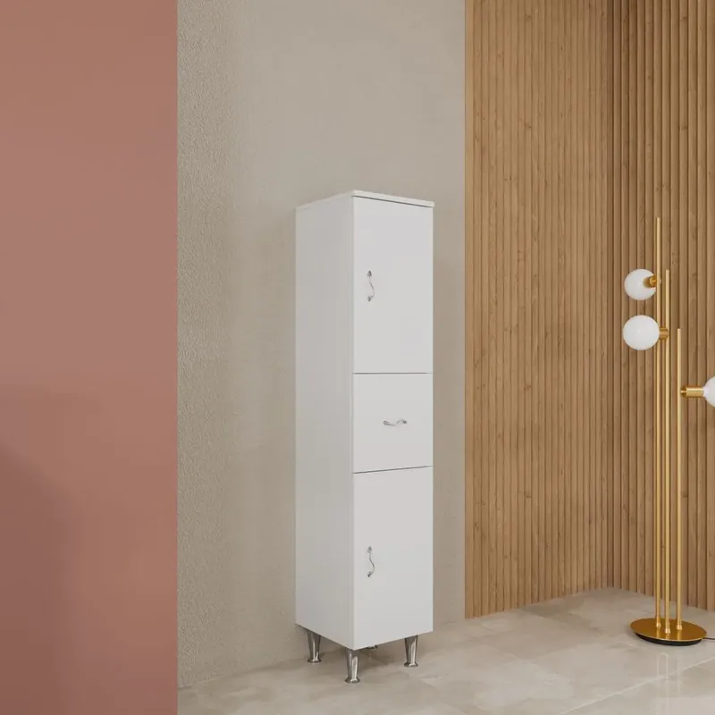 Ordina Subito Colonna bagno a terra 150cm, 2 ante ed 1 cassetto bianco lucido Easy