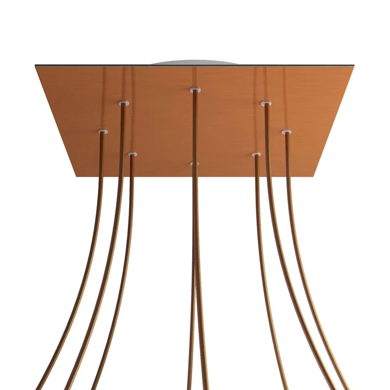 Prezzo Conveniente XXL Rose-One square ceiling canopy, 400 mm with 8 holes and 4 side holes - Satin Copper Dibond