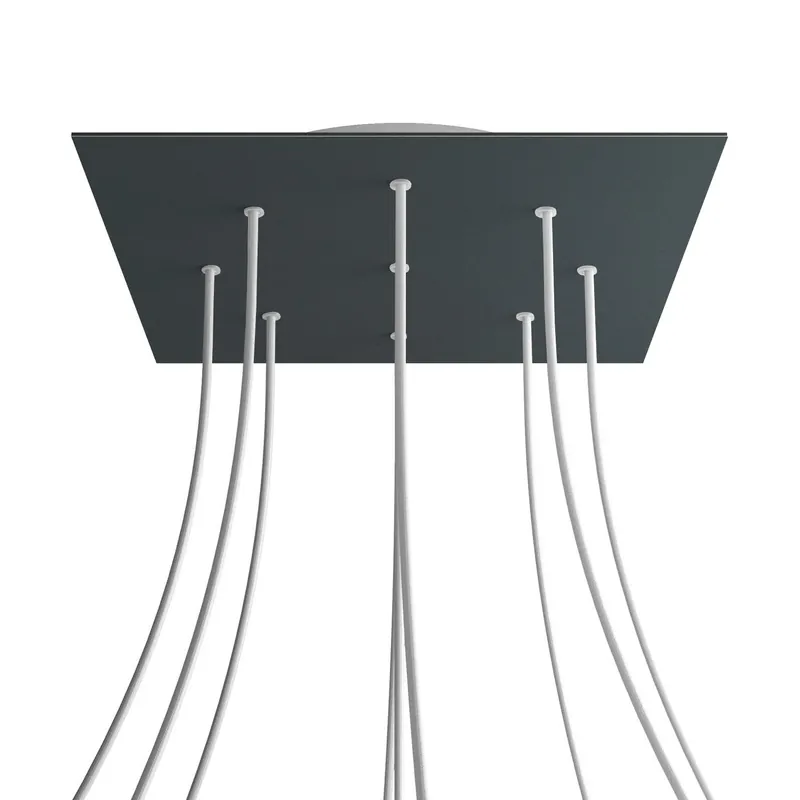 Promo Stagionale Rose-One XXL square ceiling canopy, 400 mm with 9 holes and 4 side holes - Anthracite