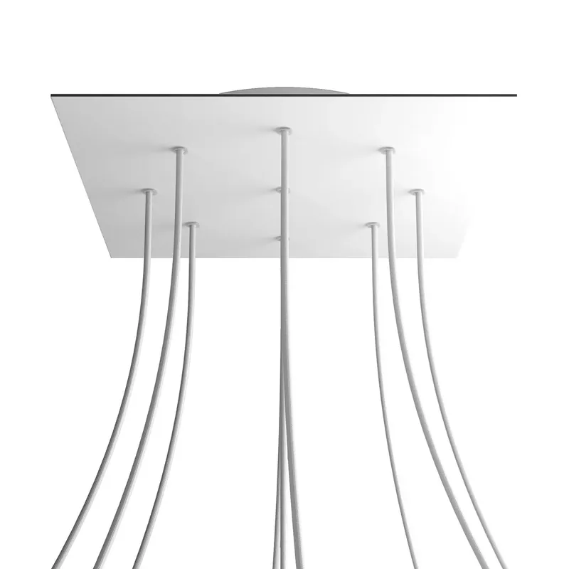 Sconto XXL Rose-One square ceiling canopy, 400 mm with 9 holes and 4 side holes – Matte White