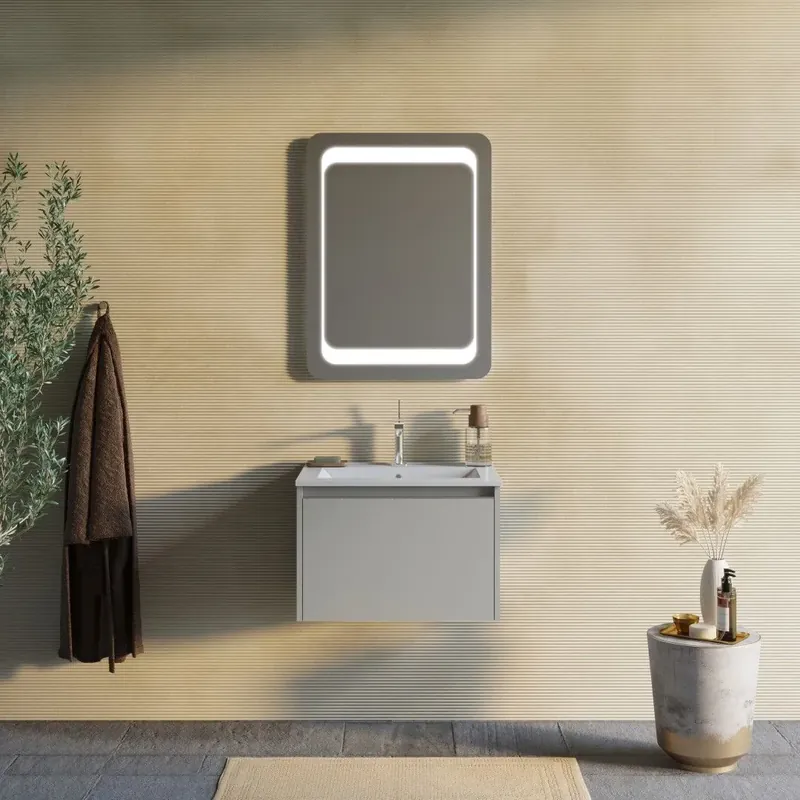 Prezzo Basso Mobile bagno 60cm color sabbia, lavabo e specchio 60x80 Monaco
