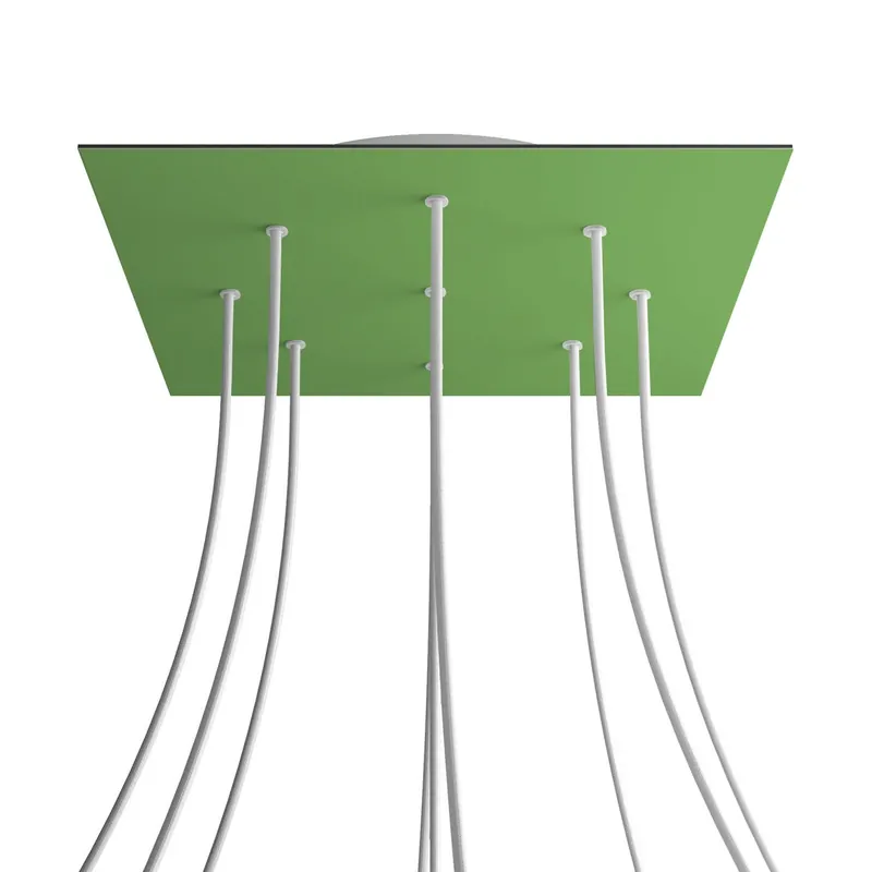 XXL Rose-One square ceiling canopy, 400 mm with 9 holes and 4 side holes - Meadow green Promozione Esclusiva