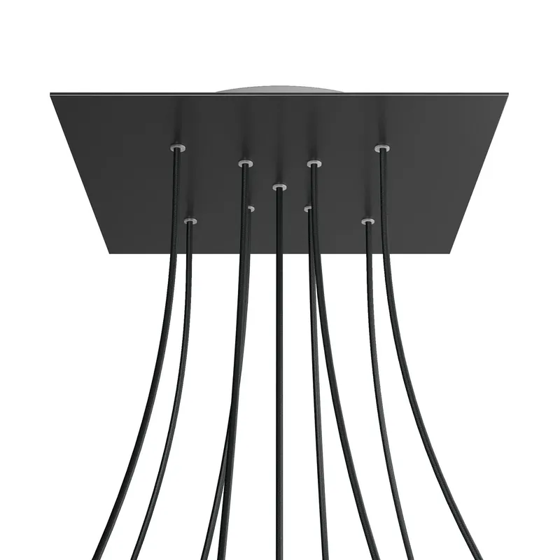 Offerta Del Giorno XXL Rose-One square ceiling canopy, 400 mm with 9 X-shaped holes and 4 side holes - Matte black