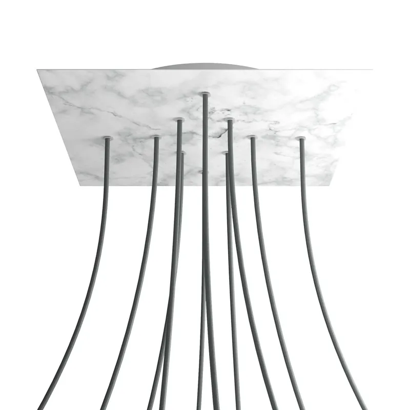 Nuovo Arrivo XXL Ceiling Canopy Rose-One square, 400 mm with 10 holes and 4 side holes - Carrara Marble