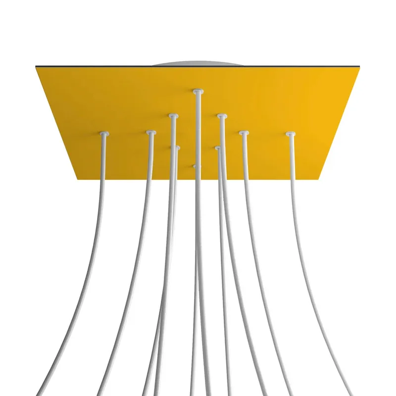 XXL Rose-One square ceiling canopy, 400 mm with 10 holes and 4 side holes - Mustard Prezzo Conveniente