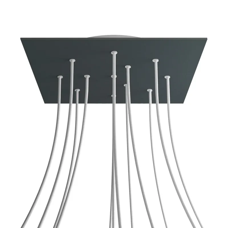 XXL Ceiling canopy Rose-One square, 400 mm with 12 holes and 4 side holes - Anthracite Solo Oggi
