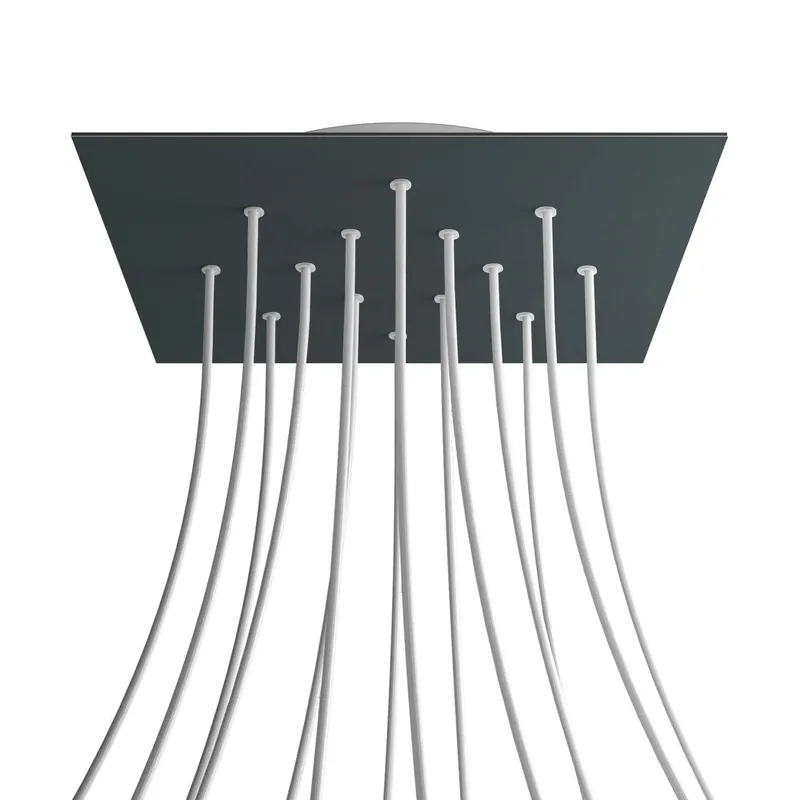 Popolare XXL Rose-One square ceiling canopy, 400 mm with 14 holes and 4 side holes - Anthracite