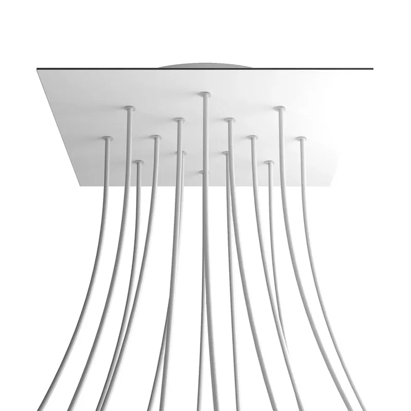 Offerta Limitata XXL Rose-One square ceiling canopy, 400 mm with 14 holes and 4 side holes - Matte white