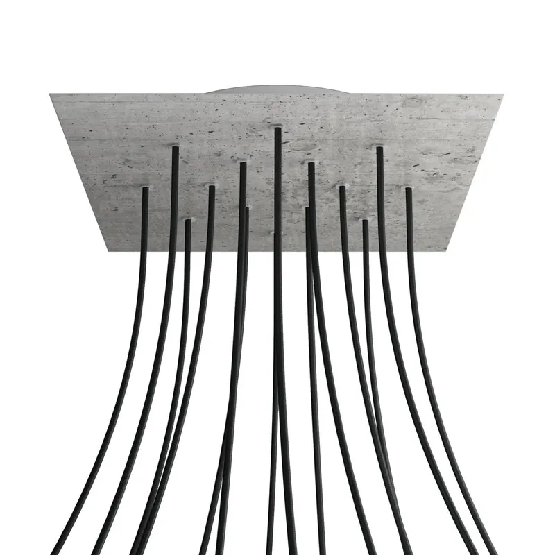 XXL Rose-One square ceiling canopy, 400 mm with 14 holes and 4 side holes - Cement Saldi