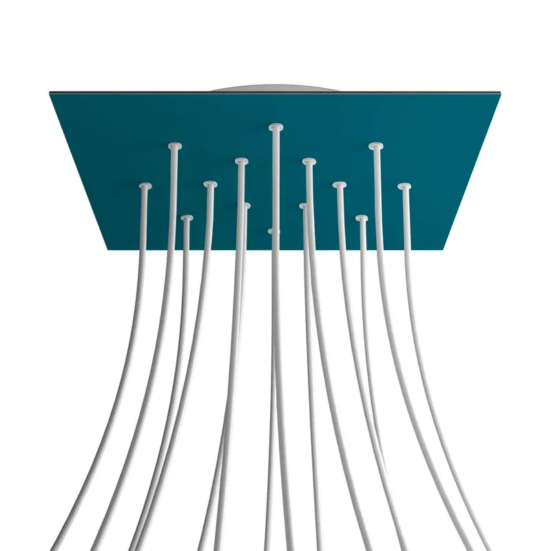 XXL Ceiling canopy Rose-One square, 400 mm with 14 holes and 4 side holes - Petrol Spedizione Espresso
