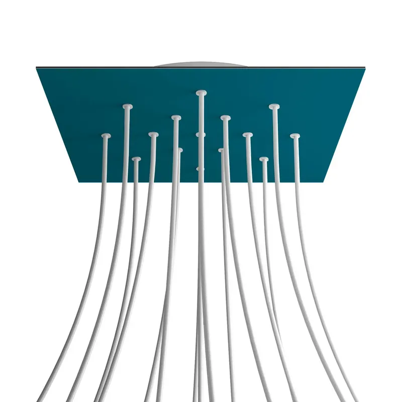 Non Perdere XXL Rose-One square ceiling canopy, 400 mm with 15 holes and 4 side holes - Petrol Blue