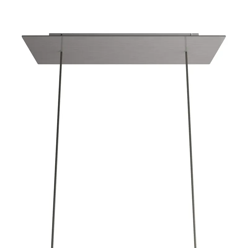 Bestseller XXL Rose-One rectangular ceiling canopy with 2 holes and 6 side holes, dimensions 675 x 225 mm - Satin steel Dibond